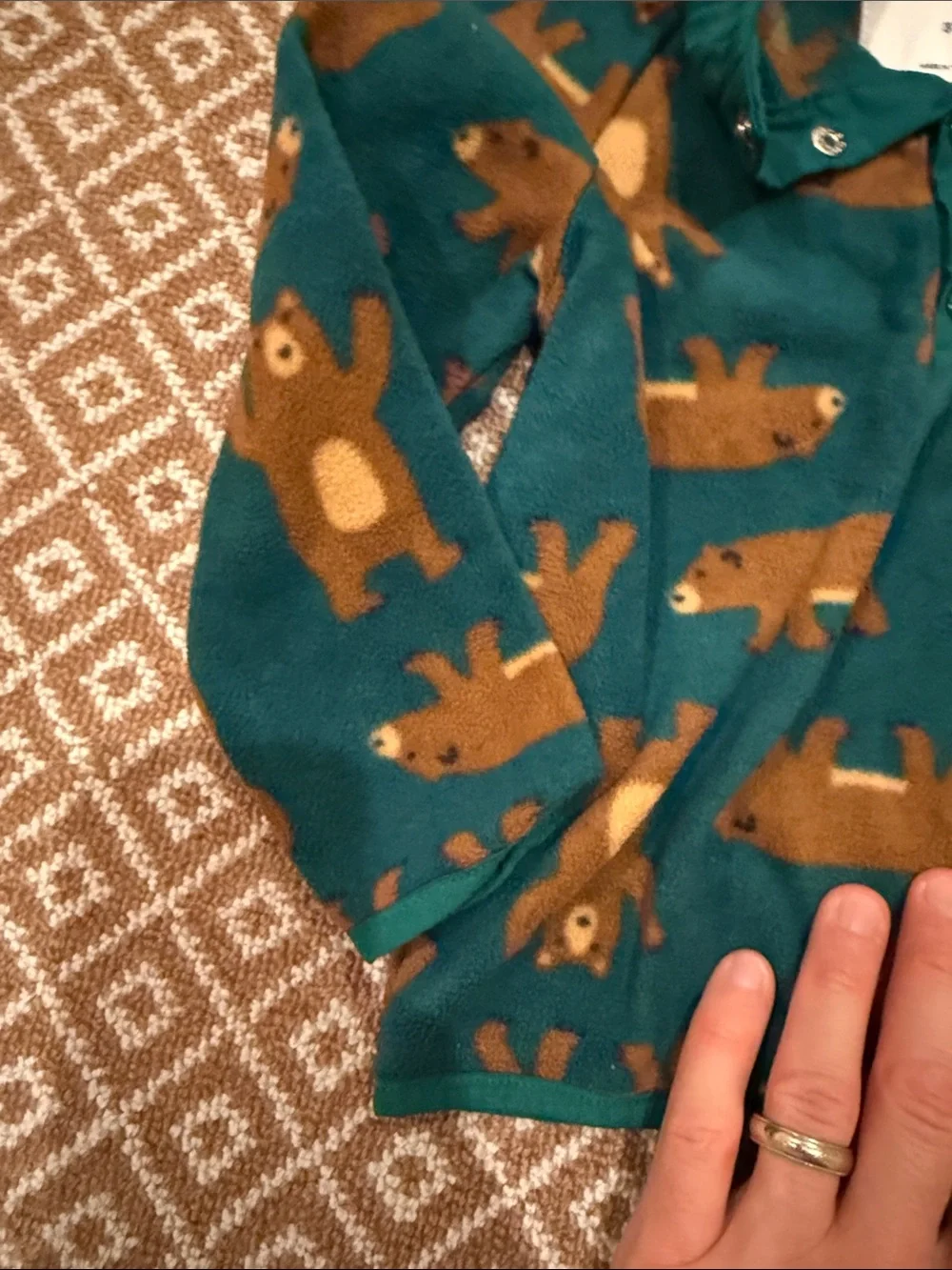 Old Navy Kids Bear-Print Fleece Pullover - Teal & Brown Size 3T
